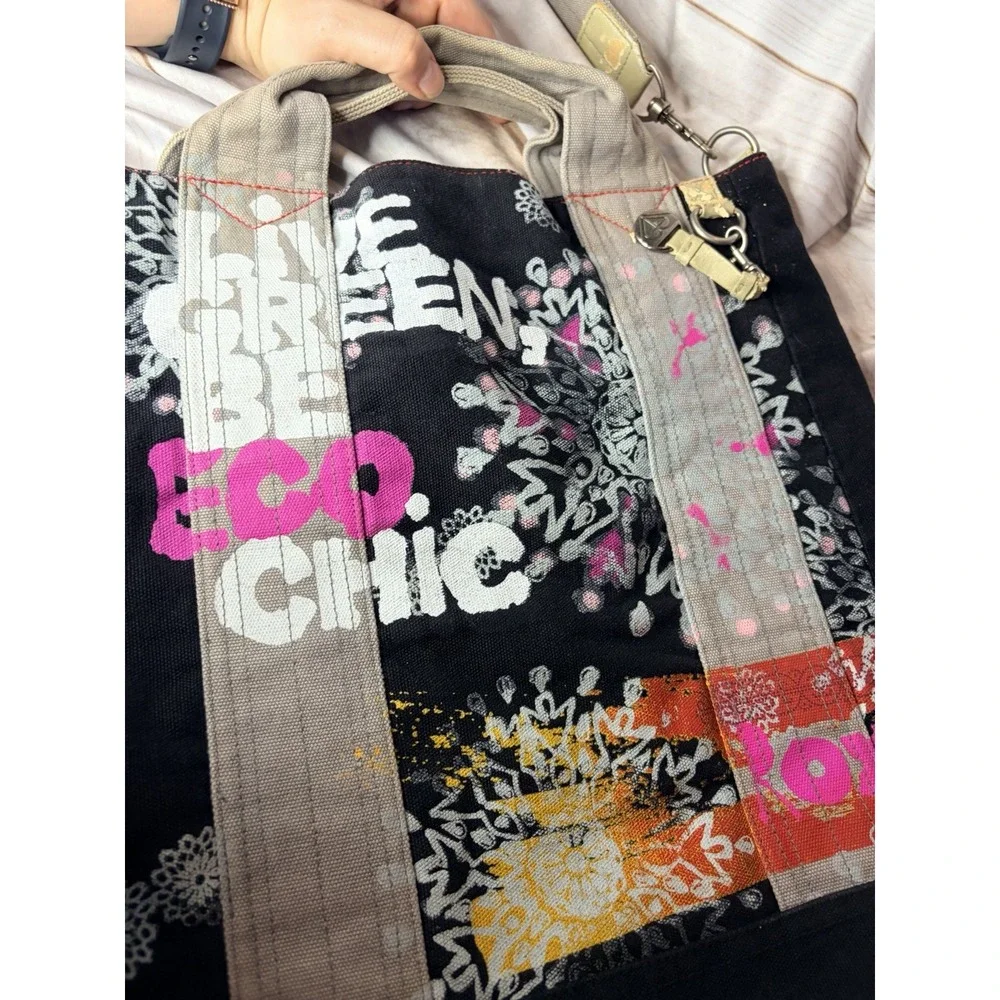 Vintage Y2K Roxy Limited Edition Graffiti Tote Bag Canvas‎ Large Boho Chic
